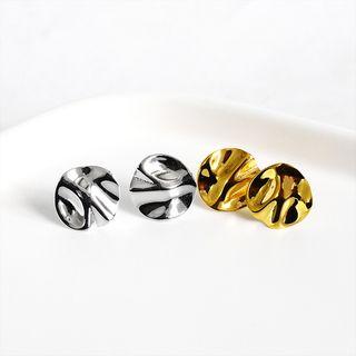 925 Sterling Silver Irregular Disc Earring