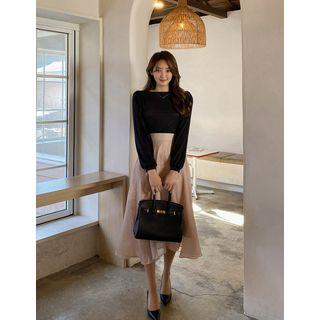 Sheer Long Flare Skirt