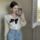 V-neck Bow Lace Top