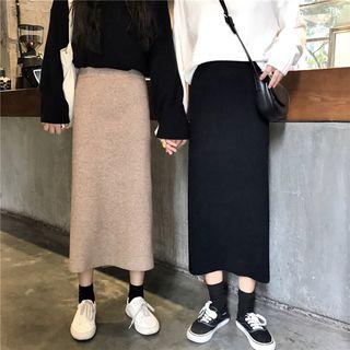 Back-slit Maxi Knit Skirt