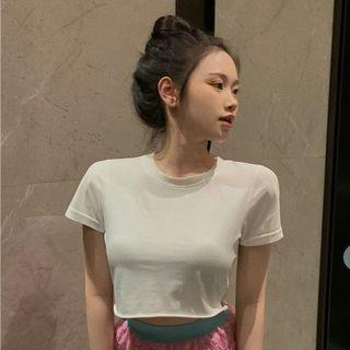 Short-sleeve Crop T-shirt T-shirt - White - One Size