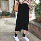 Plain Loose-fit High-waist Slim-fit Skirt