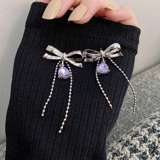 Bow Fringe Stud Earring / Clip-on Earring