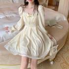 Long-sleeve Square-neck Jacquard Dress