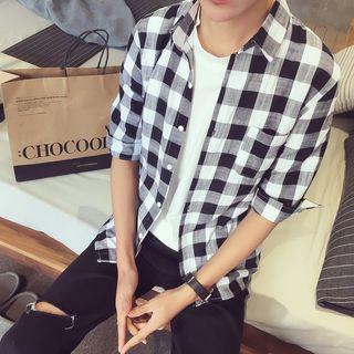 Gingham Elbow-sleeve Shirt