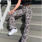 Zebra Print Straight-cut Pants