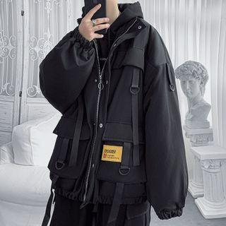 Long-sleeve Applique Plain Cargo Jacket
