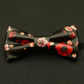 Faux-leather Bow Tie Ja57 - Black - One Size