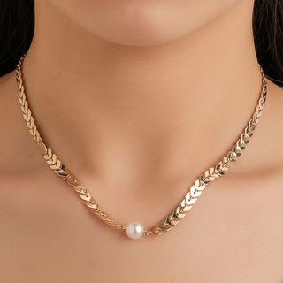Faux Pearl Necklace 4611 - 01kc - Gold - One Size