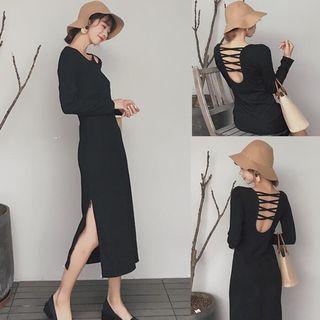 Cut Out Long-sleeve Midi T-shirt Dress