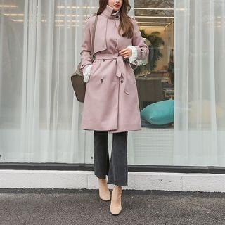 Flap-detail Wool Blend Trench Coat