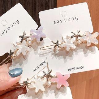Faux Pearl Acetate Star Hair Clip