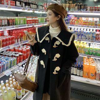 Ruffle Peter Pan Collar Woolen Maxi Jacket