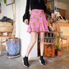 Ruffle-trim Floral Chiffon Miniskirt