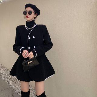 Color-block Slim-fit Jacket Black - One Size