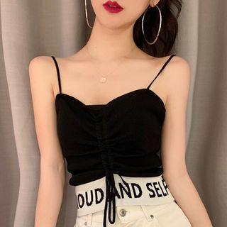 Drawstring Cropped Knit Camisole Top
