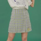 Plaid Mini Skirt Plaid - Green - S