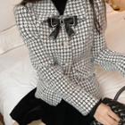 Sheath Houndstooth Lapel Jacket