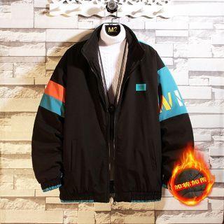 Long Sleeve Color Block Lettering Jacket