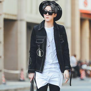 Cropped Metal-accent Denim Jacket