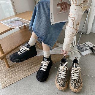 Fleece Trim Lace-up Snow Boots