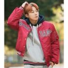 Lettering Print Snap-button Jacket