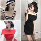 Off-shoulder Knitted Bodycon Dress