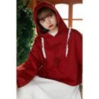 Lace Trim Bow Hoodie