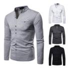 Split-neck Buttoned Long-sleeve T-shirt