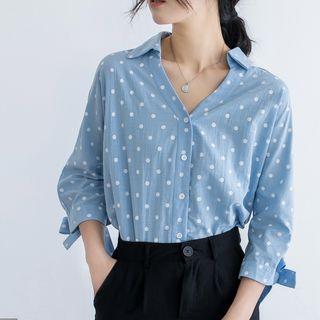 Dotted Tie-cuff Blouse