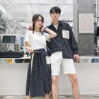 Couple Matching Long-sleeve Plaid Shirt / Short-sleeve T-shirt / Midi Skirt