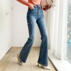 Asymmetric-waist Boot-cut Jeans