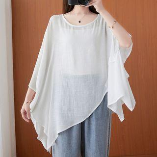 Asymmetrical Batwing-sleeve Blouse