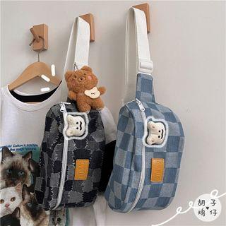 Applique Denim Sling Bag / Bag Charm / Set