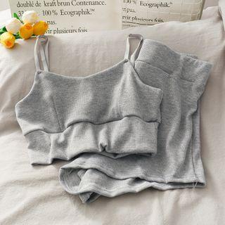 Set: Cropped Camisole Top + Cotton Shorts