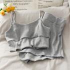 Set: Cropped Camisole Top + Cotton Shorts