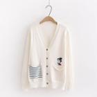 Contrast Stripe V-neck Knit Cardigan