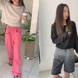 Linen Blend Sheer Top