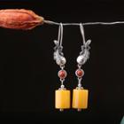 Retro Fish Dangle Earring 1 Pair - Silver & Yellow - One Size