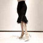 Layered Tulle-hem Mermaid Skirt