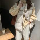 Zip-up Padded Vest / Ribbed Knit Cardigan