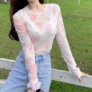 Long-sleeve Milk Cow Print T-shirt
