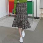Floral-pattern Ruffle-hem Skirt