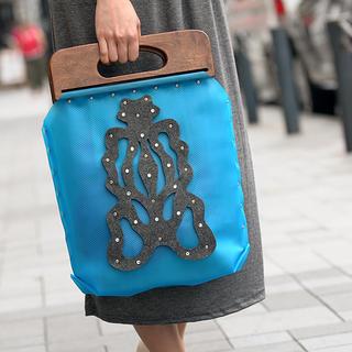 Butterfly Handbag Blue, Dark Gray - One Size
