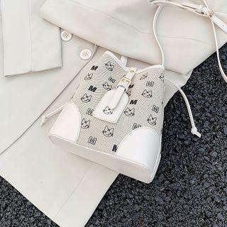 Cat Print Canvas Bucket Bag