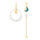 Non-matching Moon & Star Faux Crystal Dangle Earring