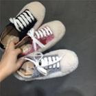 Short Plush Accent Glitters Sneakers