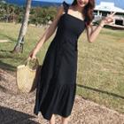 Sleeveless Frill Trim A-line Midi Dress