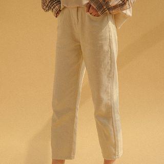 Cropped Straight-cut Jeans White - S