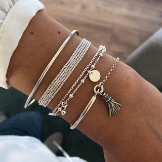 Set Of 4: Alloy Bracelet / Bangle (assorted Designs) As Shown In Figure - One Size